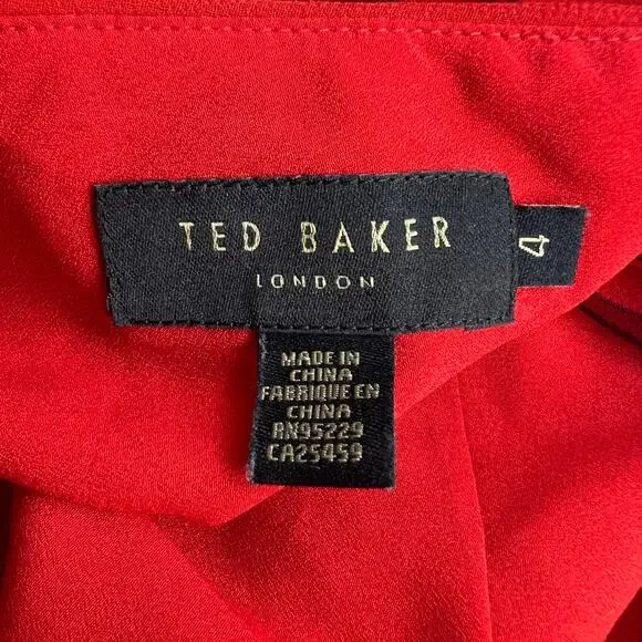 Ted Baker London Women Maleeta High/Low Red Dress Sleeveless Formal Flowy Size 4 - Picture 4 of 16